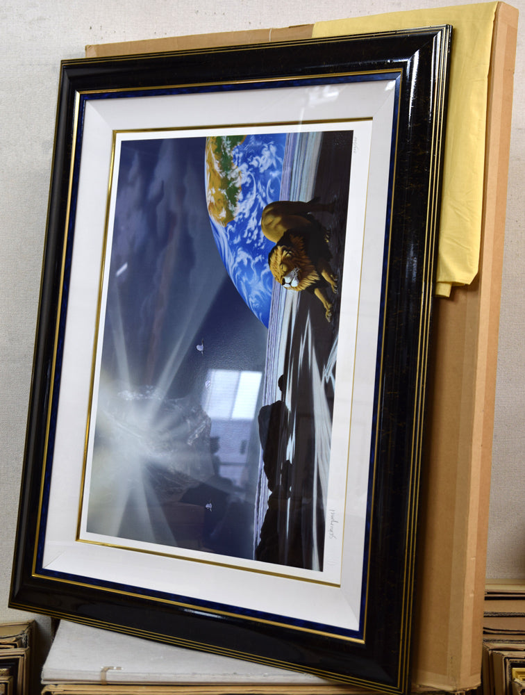 シム シメール(Schim SCHIMMEL)「目覚め」ミクストメディア版画 付属品画像(黄袋、差し箱付き)