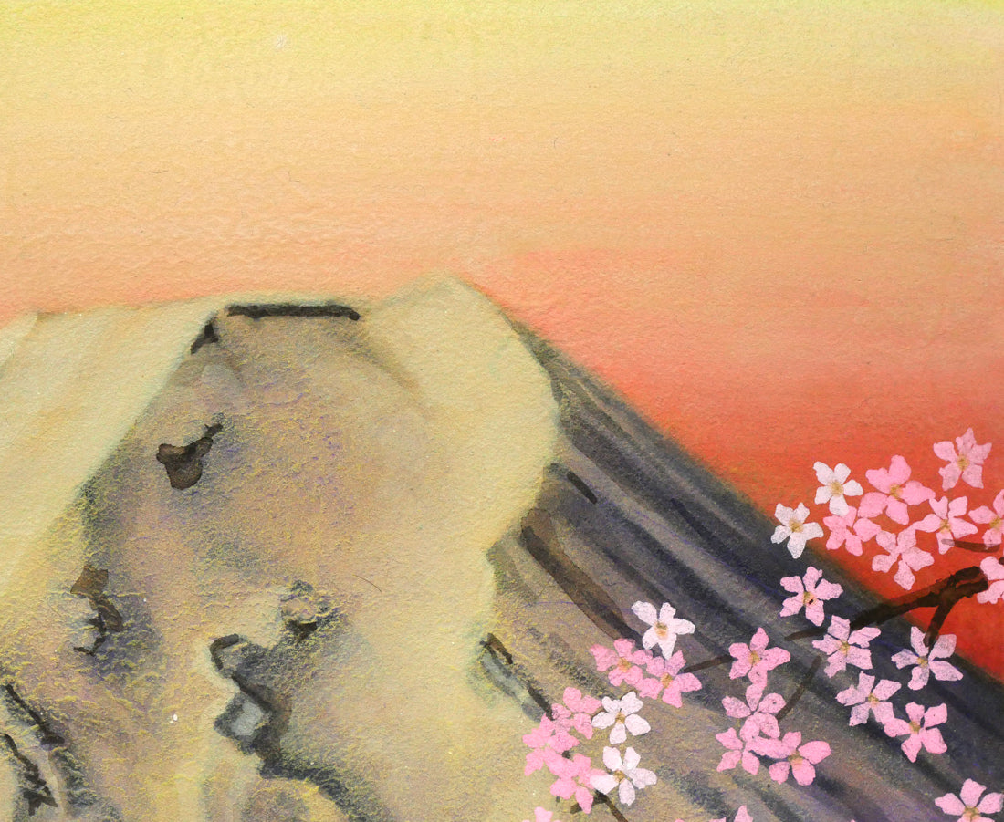 篠田雅典「富士と桜」日本画・F3号 拡大画像