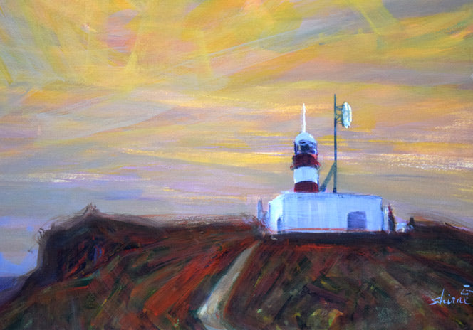 白江正夫「赤い太陽」水彩画・15号 拡大画像4