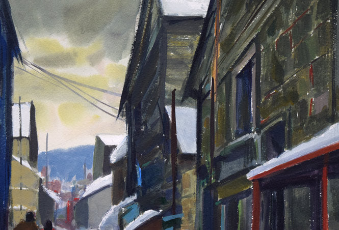 白江正夫「出抜小路(小樽)」水彩画・6号 拡大画像2