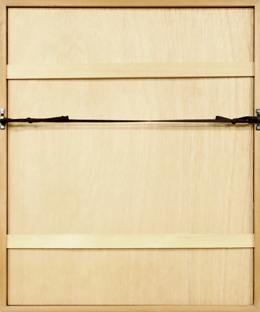 渋谷栄一「花と少女」銅版画 額縁裏側画像