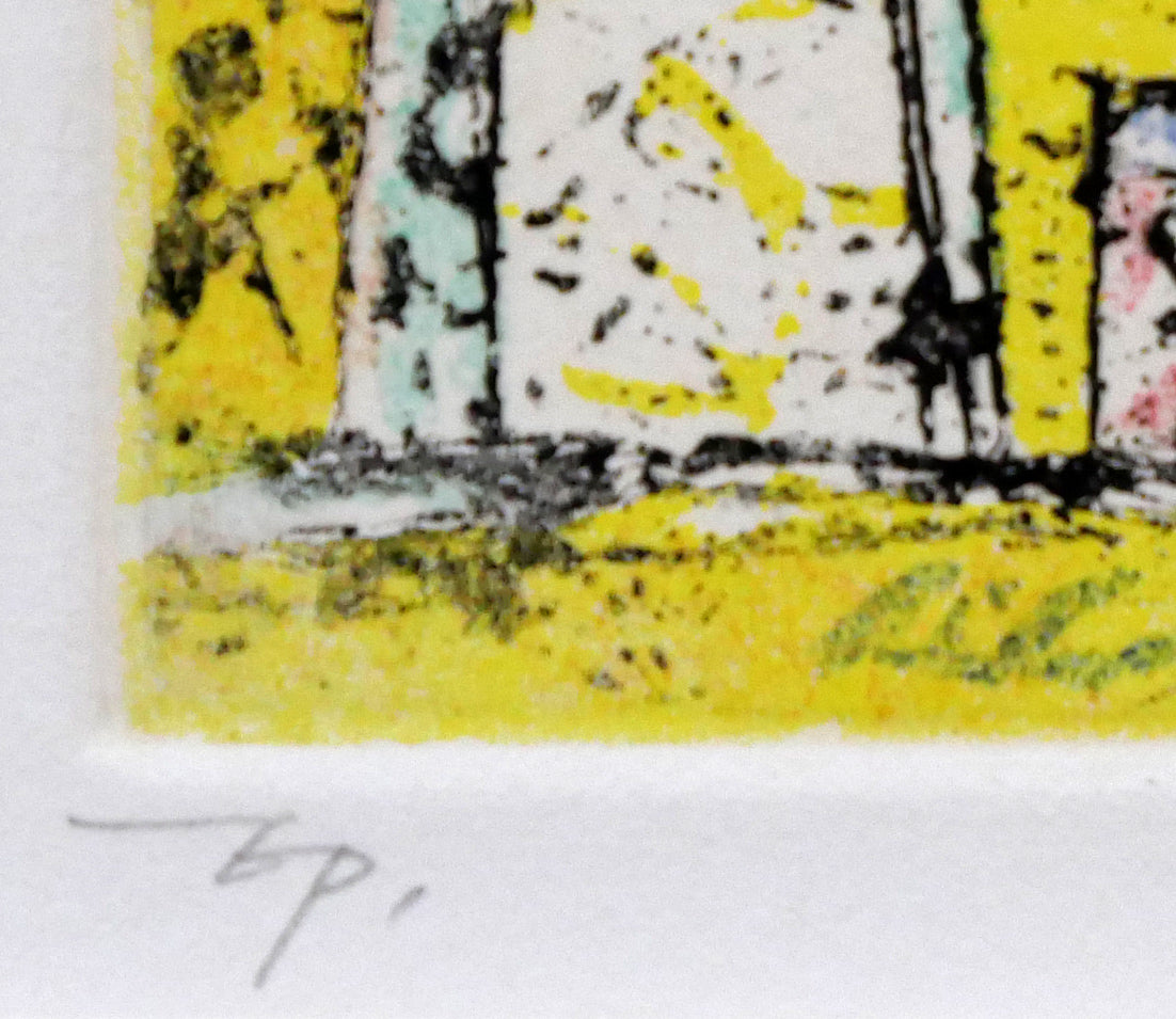 渋谷栄一「パリの街角」銅版画 限定番号(ed,EP=作家保存版)