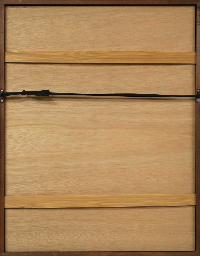 渋谷栄一「鳥とステンドグラス」銅版画 額縁裏側画像