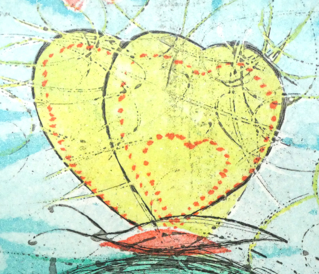 渋谷栄一「蝶と少女」銅版画 拡大画像2