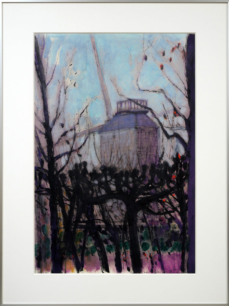 清水康夫「トローゼ通りの風車(パリ・モンマルトル)」水彩画(ガッシュ)・15号