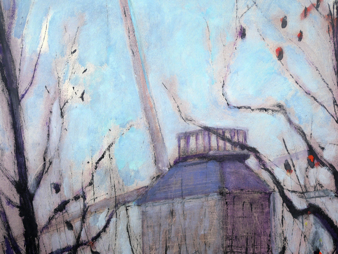 清水康夫「トローゼ通りの風車(パリ・モンマルトル)」水彩画(ガッシュ)・15号 拡大画像1