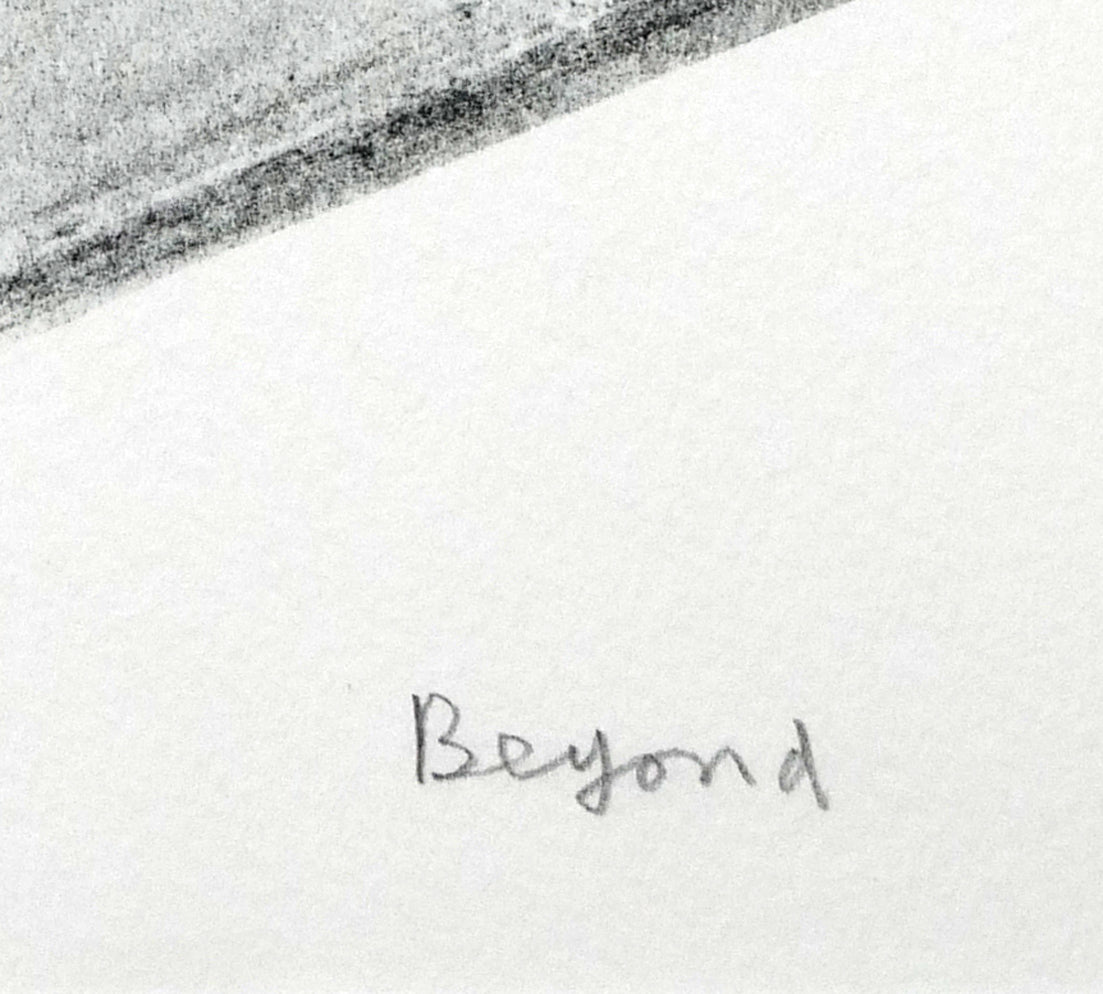 篠田桃紅「Beyond」リトグラフに手彩色 タイトル部分拡大画像