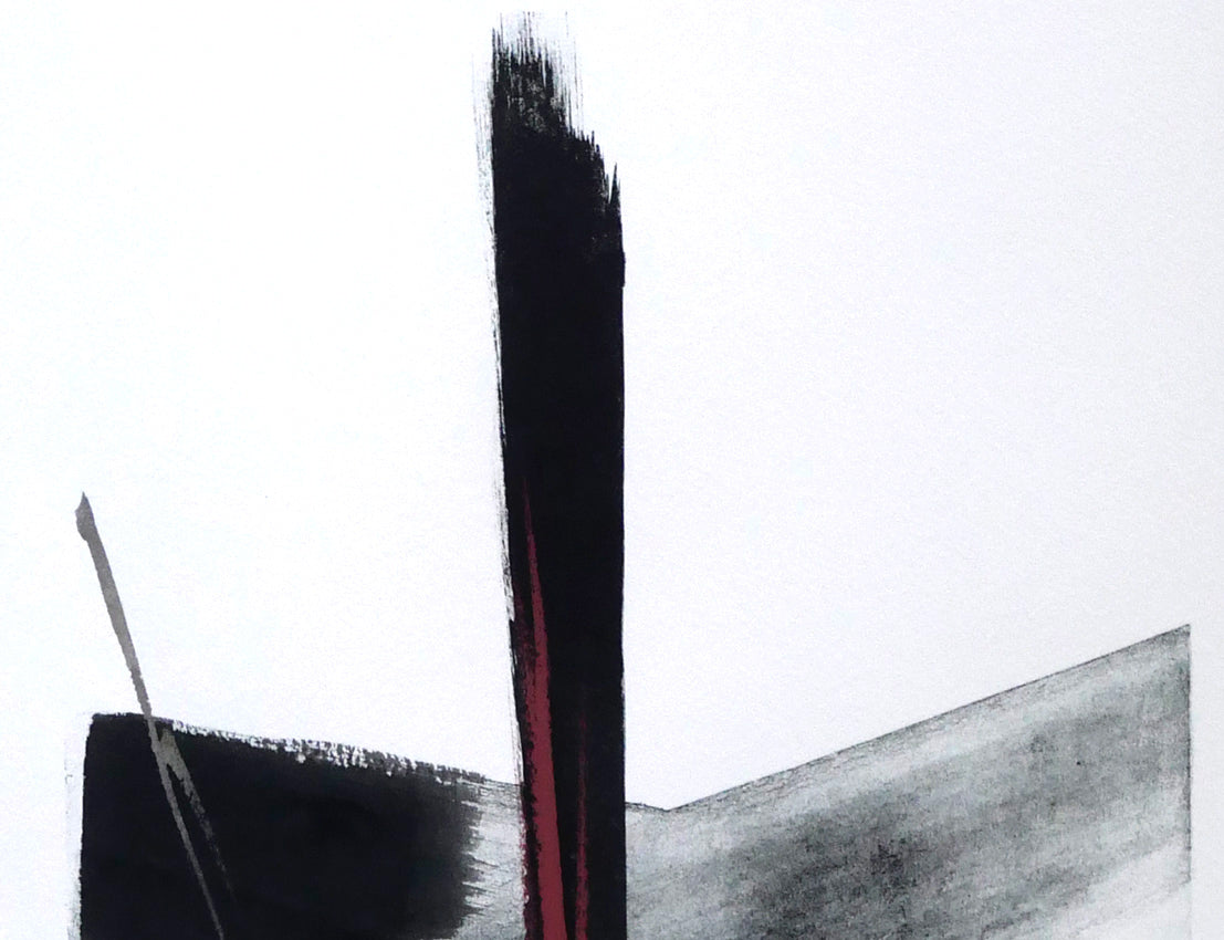 篠田桃紅「Beyond」リトグラフに手彩色 拡大画像1