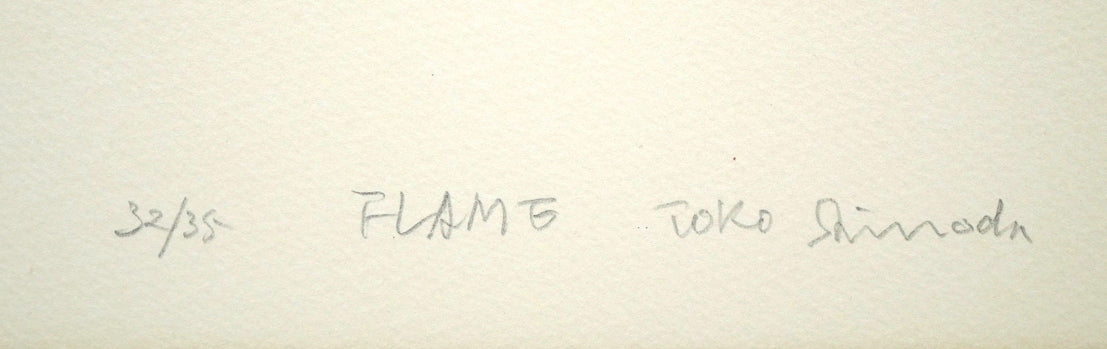 篠田桃紅「FLAME」リトグラフに手彩色 限定番号(ed,32/35)、タイトル、本人直筆鉛筆サイン