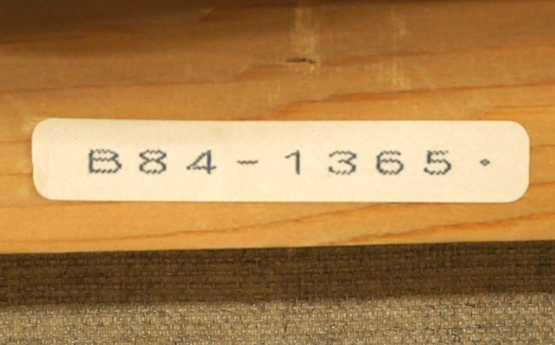 塩田満男「最北の海」油絵・F6号 裏側拡大画像1(「一枚の繪」管理番号シール)