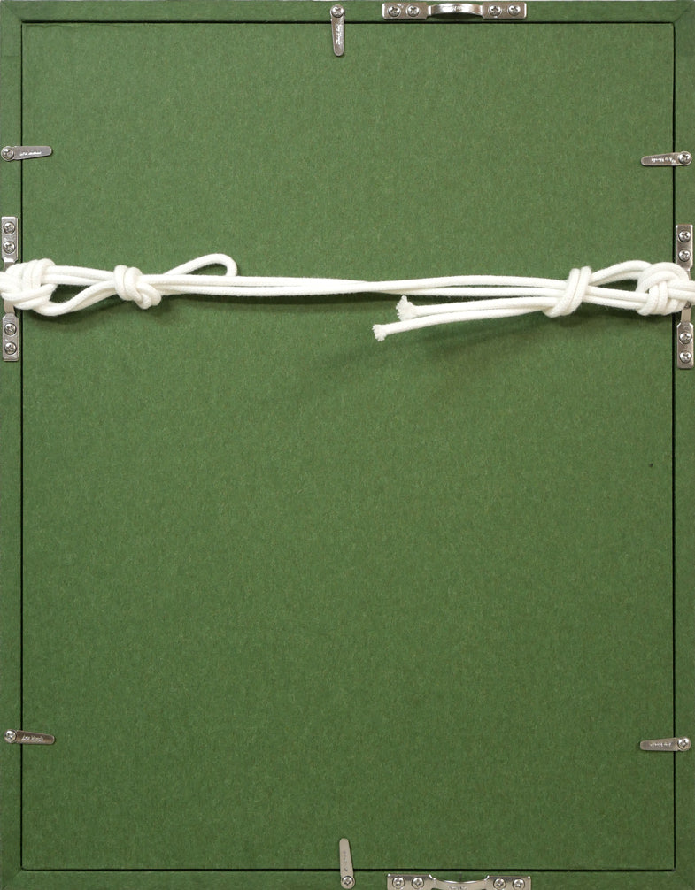 園田郁夫「花飾り」油絵・SM 額縁裏側画像