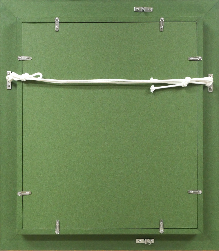 園田郁夫「女性像(白い服)」油絵・F3号 額縁裏側画像