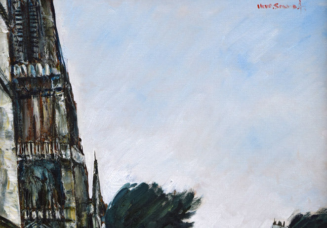 園田郁夫「パリ風景(セーヌ河畔)」油絵・F10号 拡大画像1