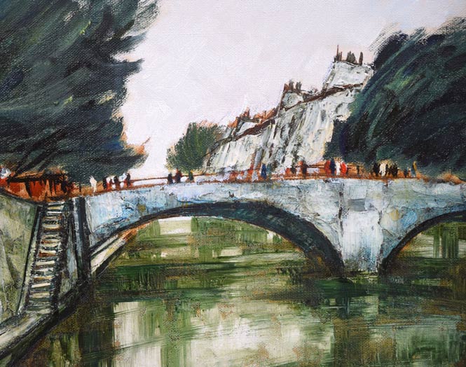 園田郁夫「パリ風景(セーヌ河畔)」油絵・F10号 拡大画像5