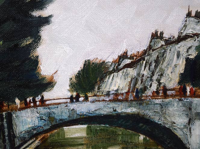 園田郁夫「パリ風景(セーヌ河畔)」油絵・F10号 拡大画像6