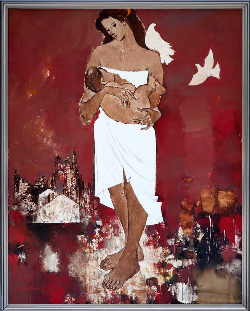 園田郁夫「路傍」油絵・F50号