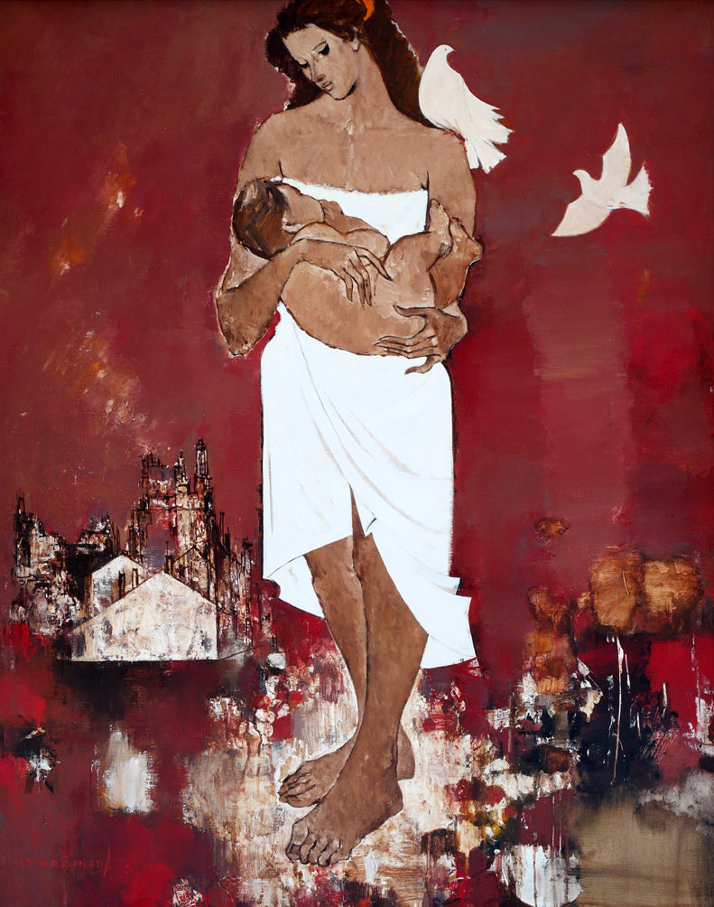 園田郁夫「路傍」油絵・F50号 作品全体画像