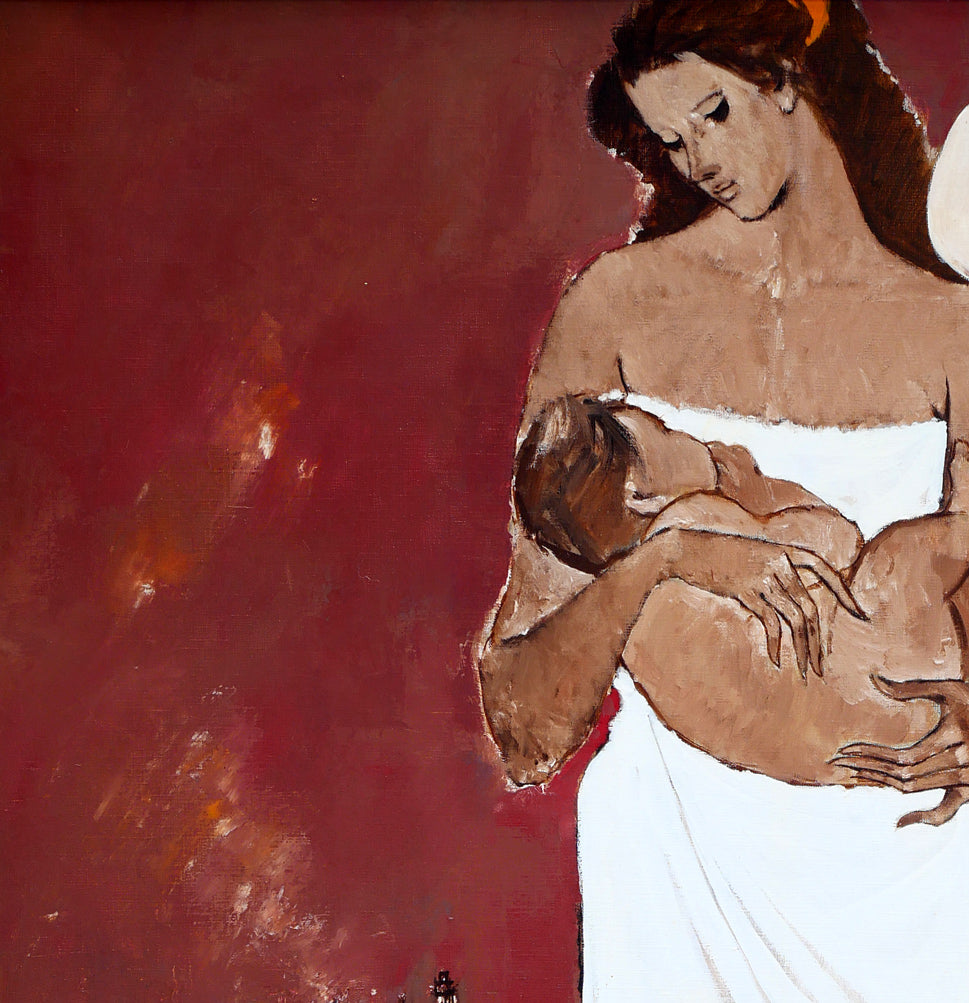 園田郁夫「路傍」油絵・F50号 拡大画像1