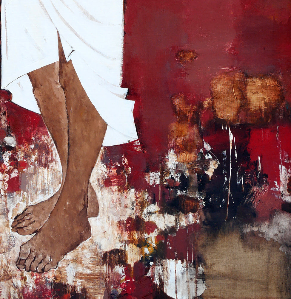 園田郁夫「路傍」油絵・F50号 拡大画像4