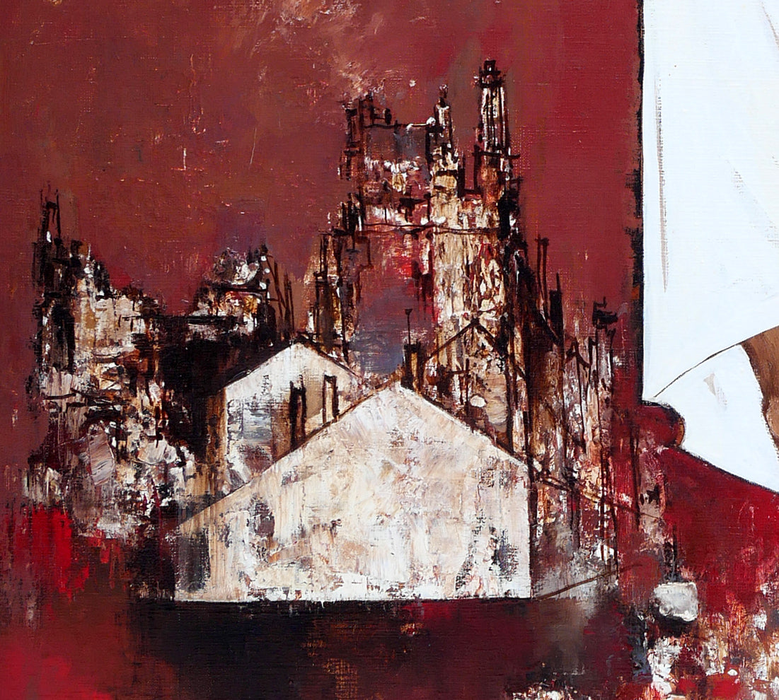 園田郁夫「路傍」油絵・F50号 拡大画像7