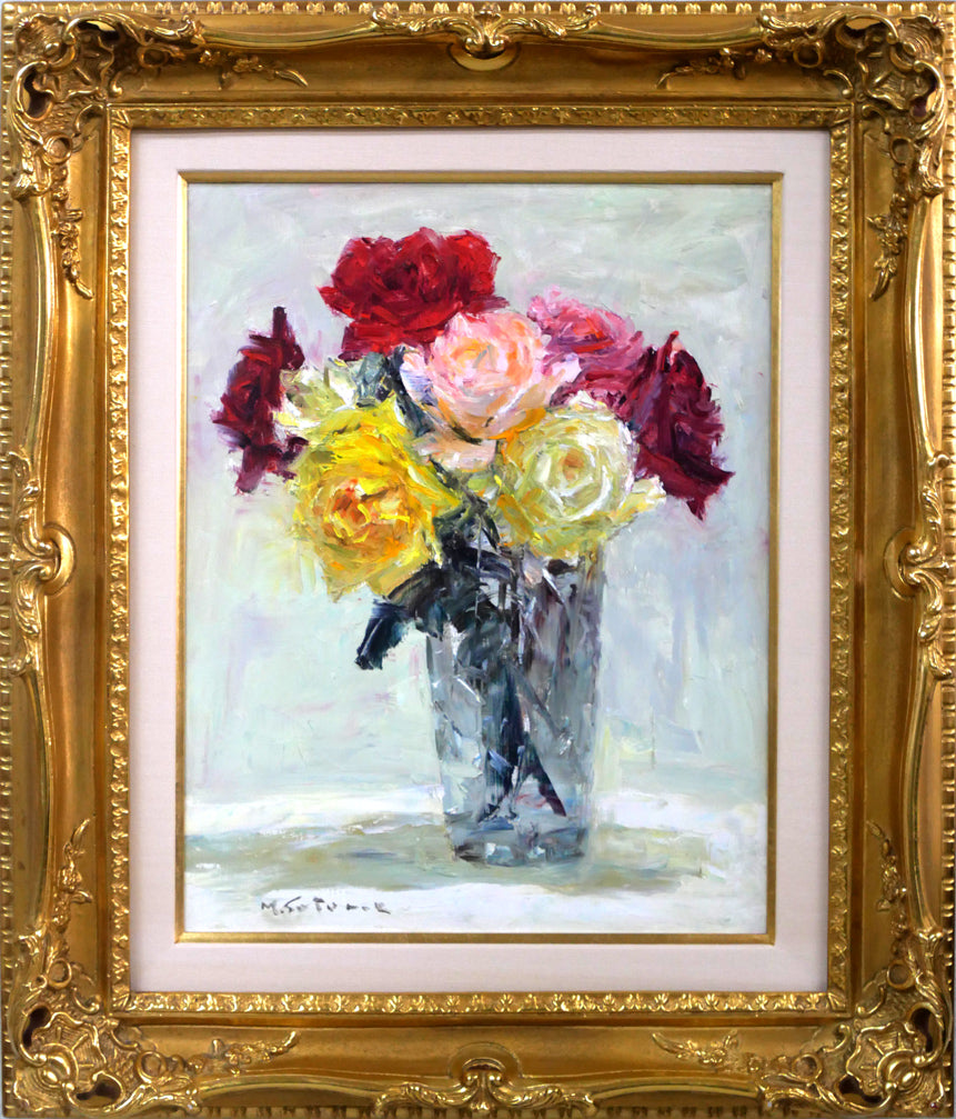 五月女政平「薔薇」油絵・F6号