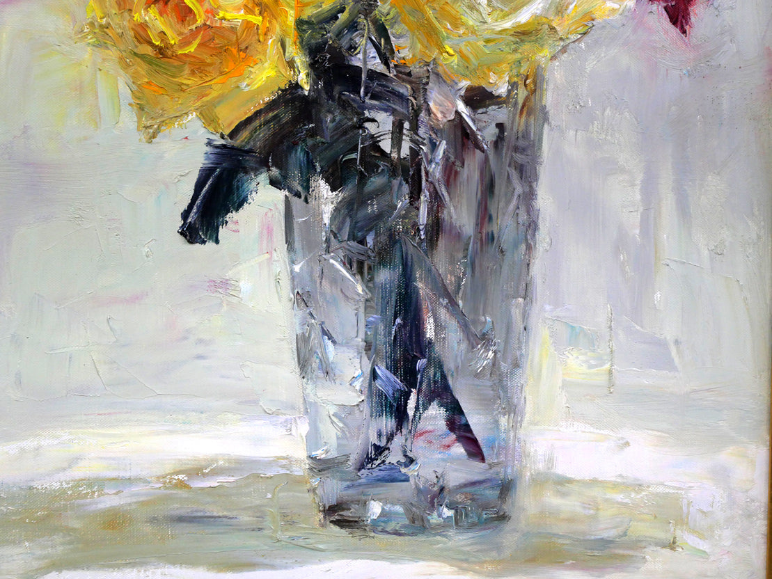 五月女政平「薔薇」油絵・F6号 拡大画像5