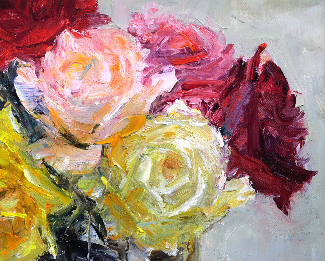 五月女政平「薔薇」油絵・F6号 拡大画像4