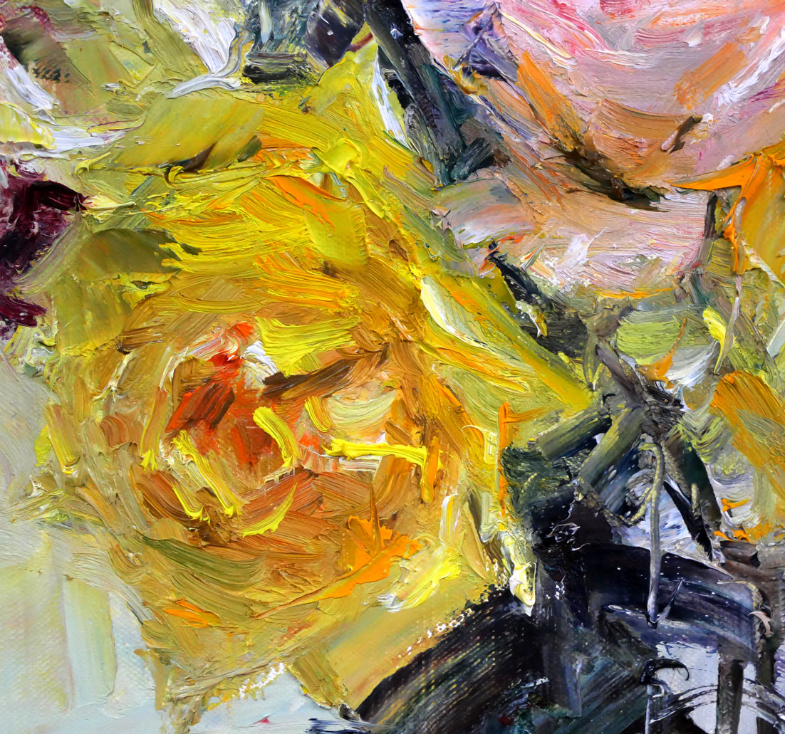 五月女政平「薔薇」油絵・F6号 拡大画像3