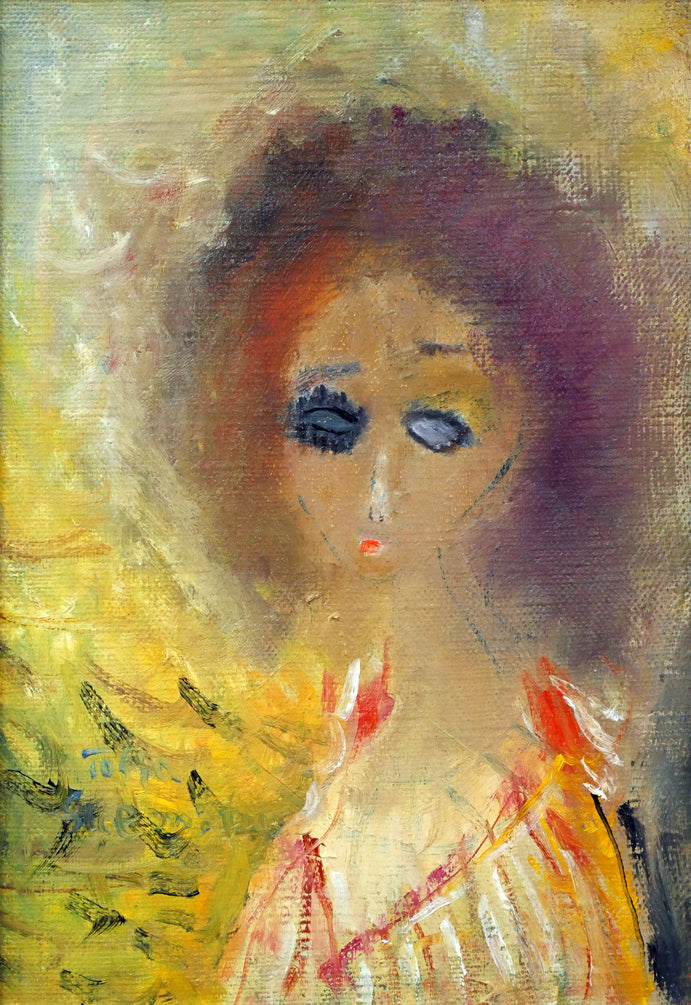 末光利夫「ネグリジェーの少女」油絵・SM 作品全体画像