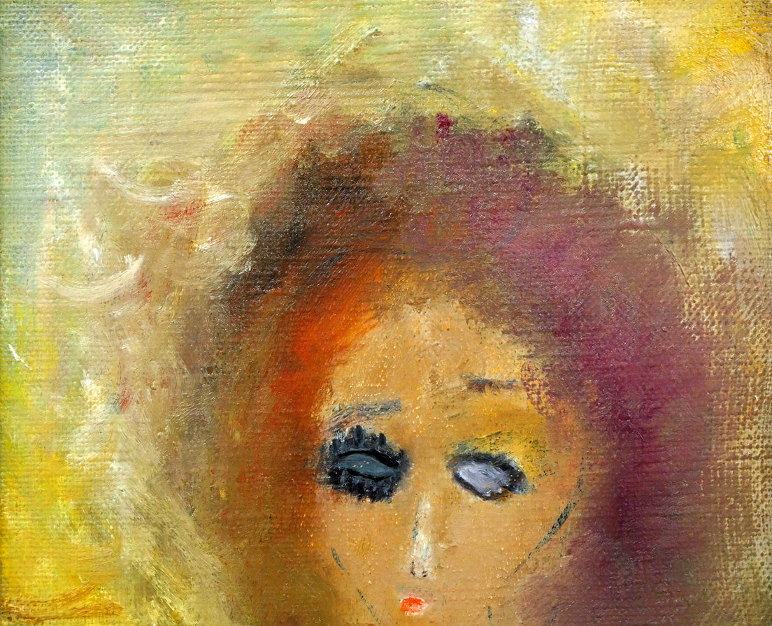 末光利夫「ネグリジェーの少女」油絵・SM 拡大画像1