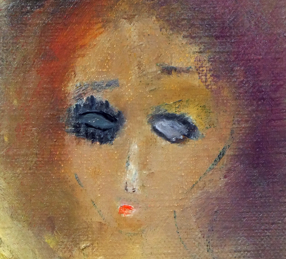 末光利夫「ネグリジェーの少女」油絵・SM 拡大画像3