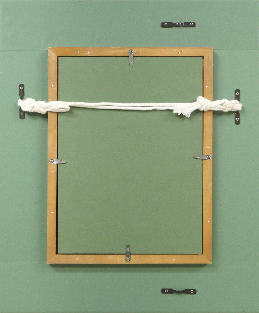 末光利夫「ネグリジェーの少女」油絵・SM 額縁裏側画像