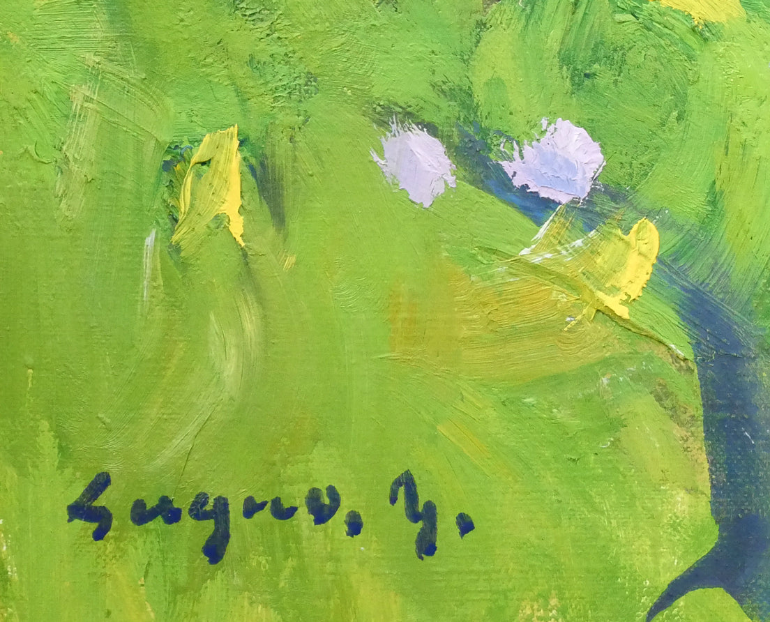 菅野矢一「北の海(積丹半島)〔財界さっぽろ表紙絵原画〕」油絵・P8号 サイン拡大画像