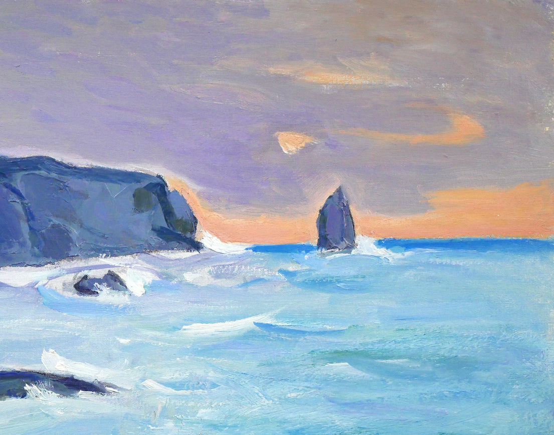 菅野矢一「北の海(積丹半島)〔財界さっぽろ表紙絵原画〕」油絵・P8号 拡大画像2