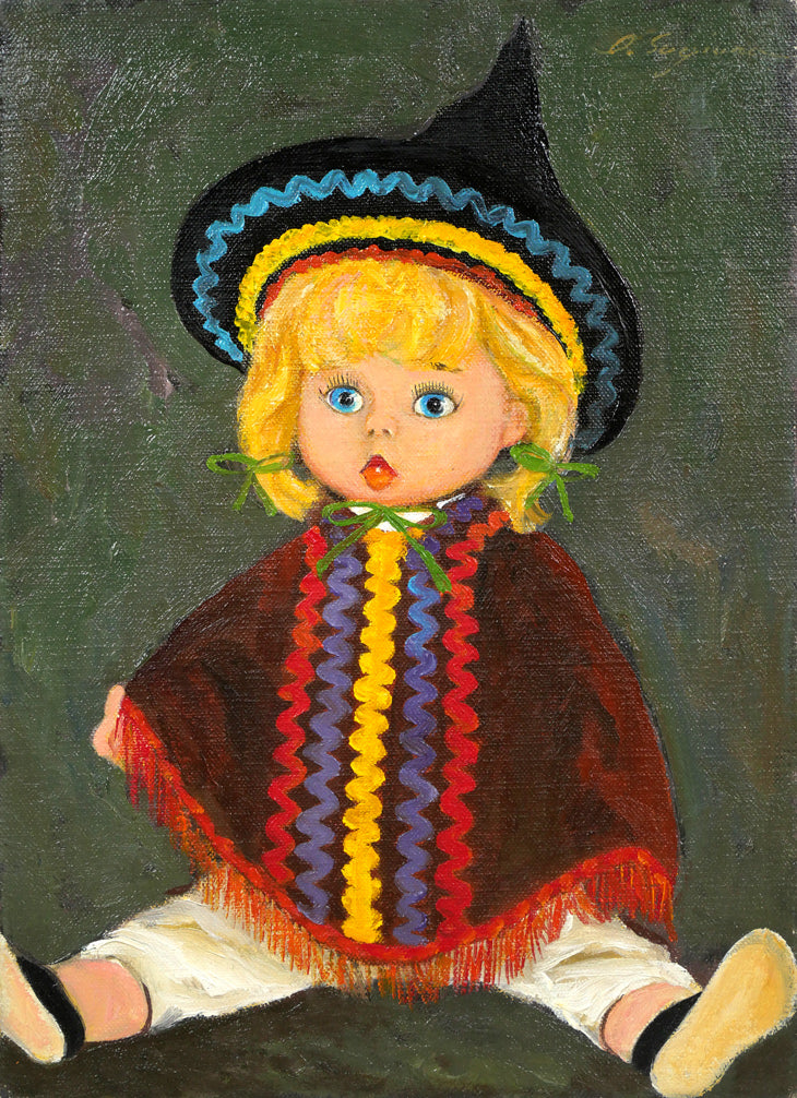 杉浦一郎「西洋人形」油絵・F4号 作品全体画像