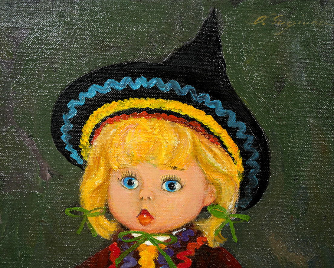 杉浦一郎「西洋人形」油絵・F4号 拡大画像1