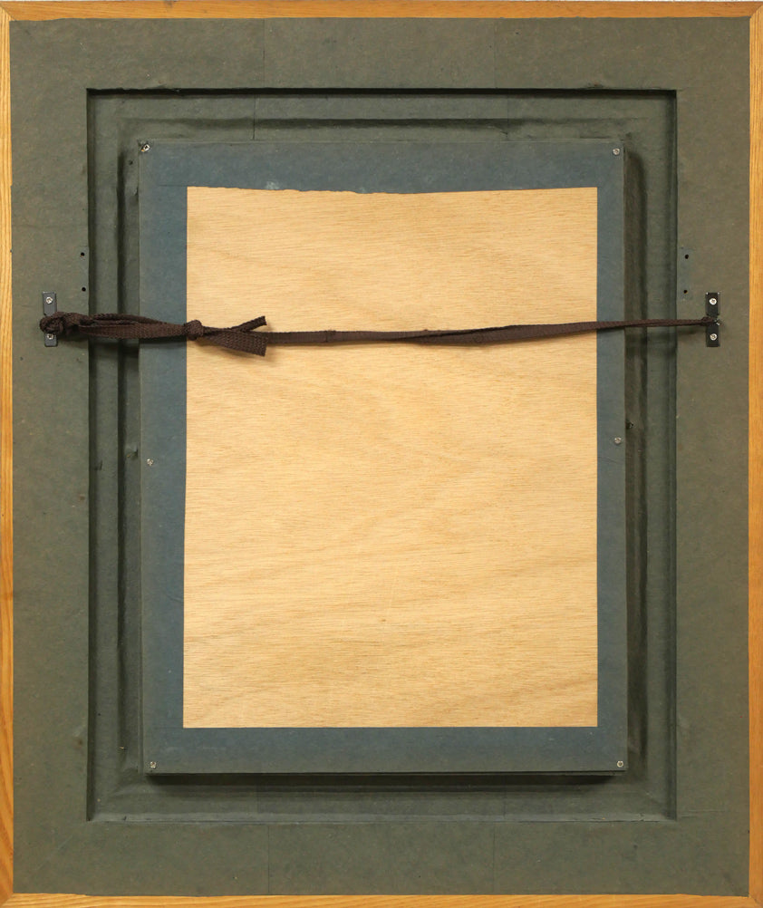 杉浦一郎「西洋人形」油絵・F4号 額縁裏側画像