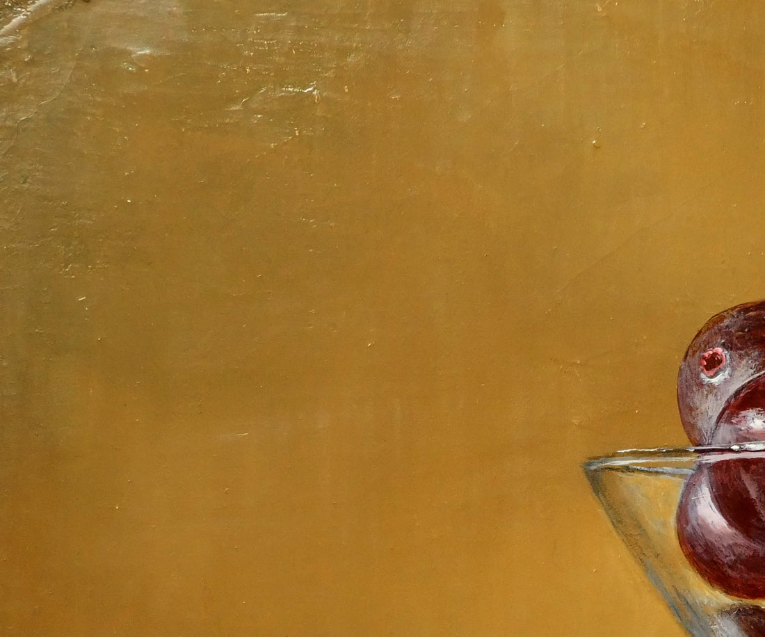 杉浦幹男「卓上の葡萄」油絵・F3号 拡大画像1