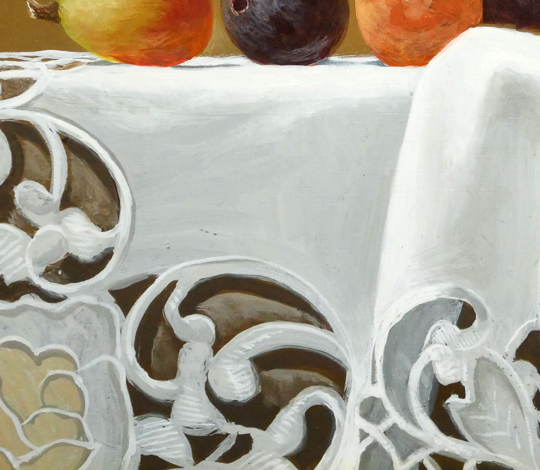 杉浦幹男「卓上の葡萄」油絵・F3号 拡大画像6