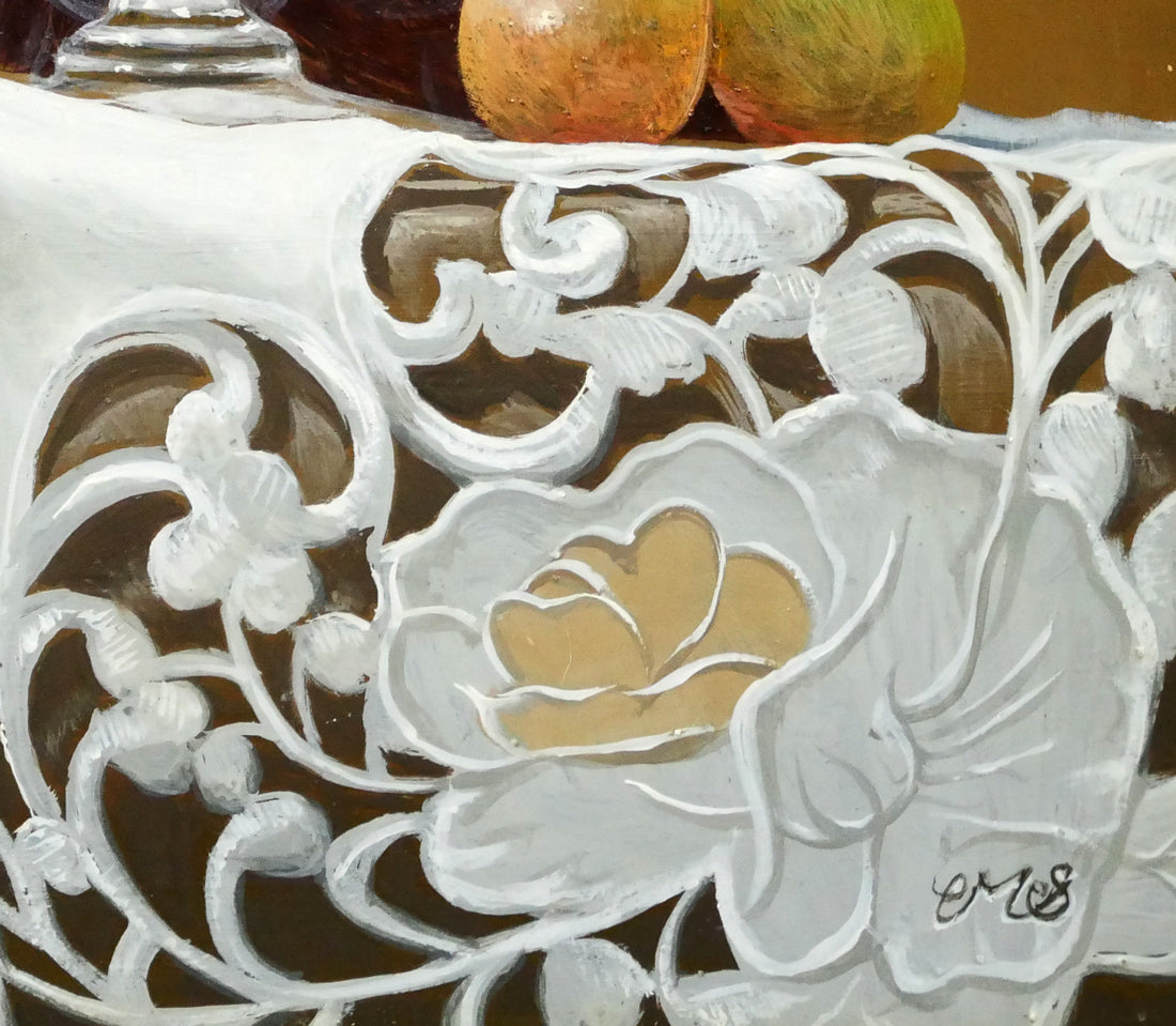 杉浦幹男「卓上の葡萄」油絵・F3号 拡大画像7