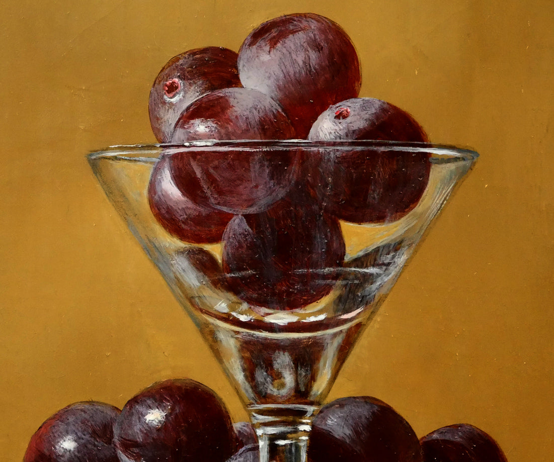 杉浦幹男「卓上の葡萄」油絵・F3号 拡大画像2