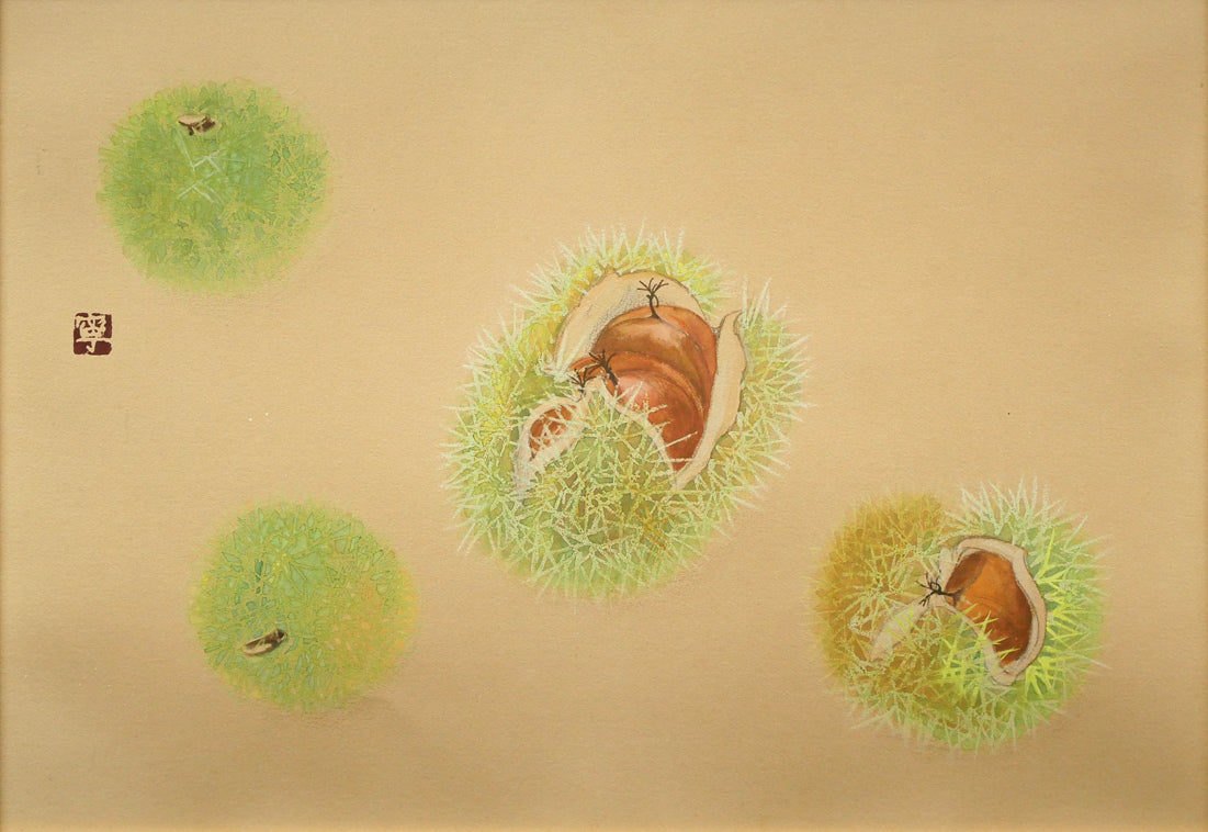 杉山寧「栗」パステル・水彩画・8号 作品全体画像