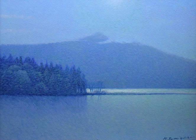 住吉久志「光る湖」油絵・F4号 作品全体拡大画像