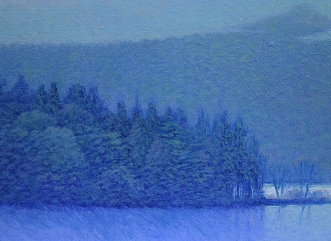 住吉久志「光る湖」油絵・F4号 拡大画像4