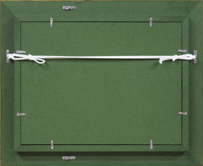 住吉久志「光る湖」油絵・F4号 額縁裏側画像