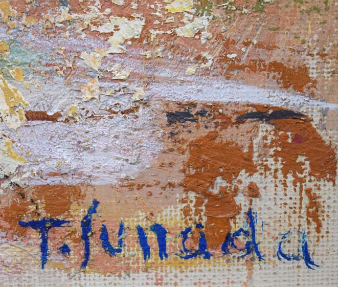 砂田友治「風景画」油絵・F6号 サイン拡大画像