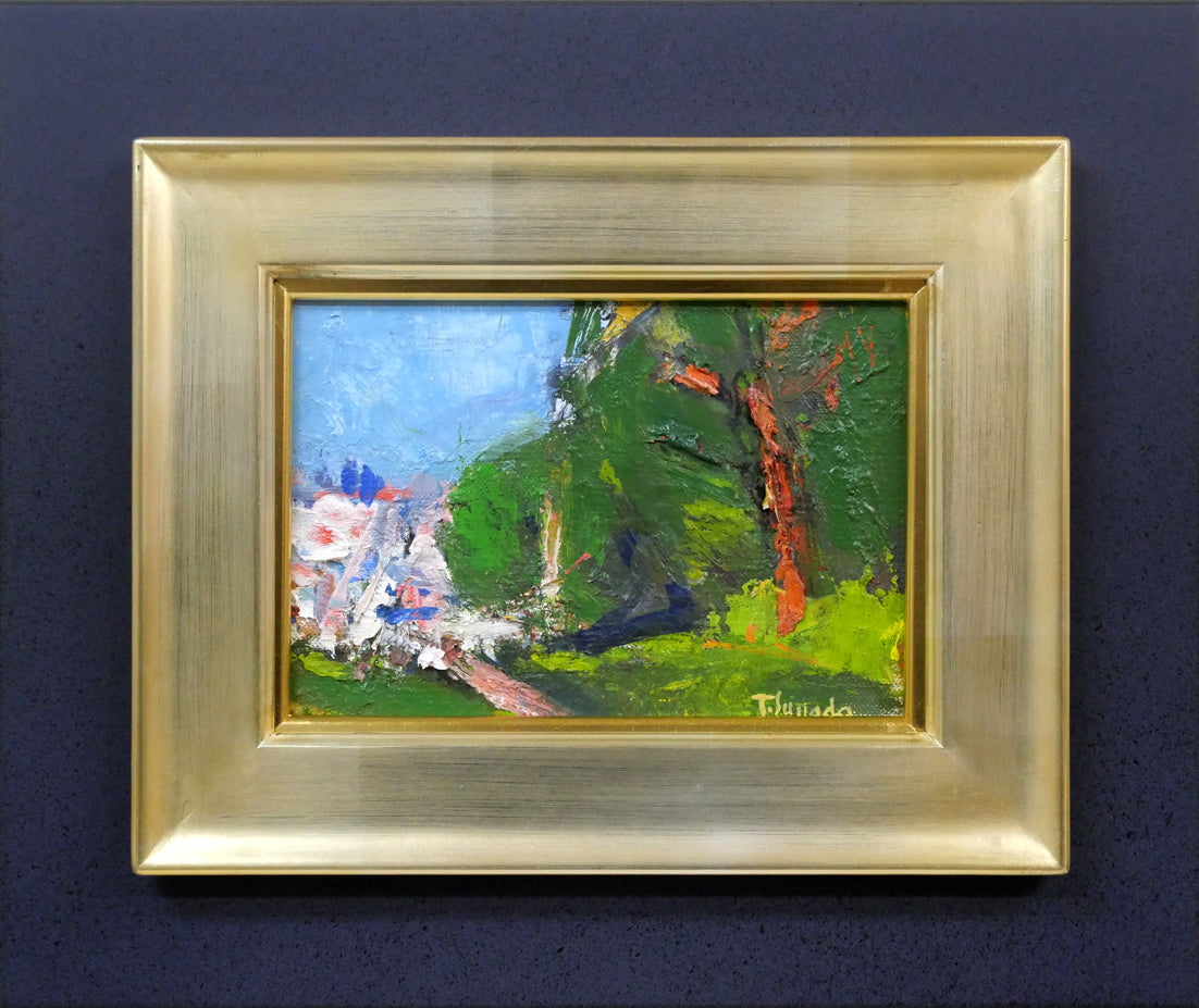 砂田友治「藻岩山麓より南22条の眺め(札幌)」油絵・SM