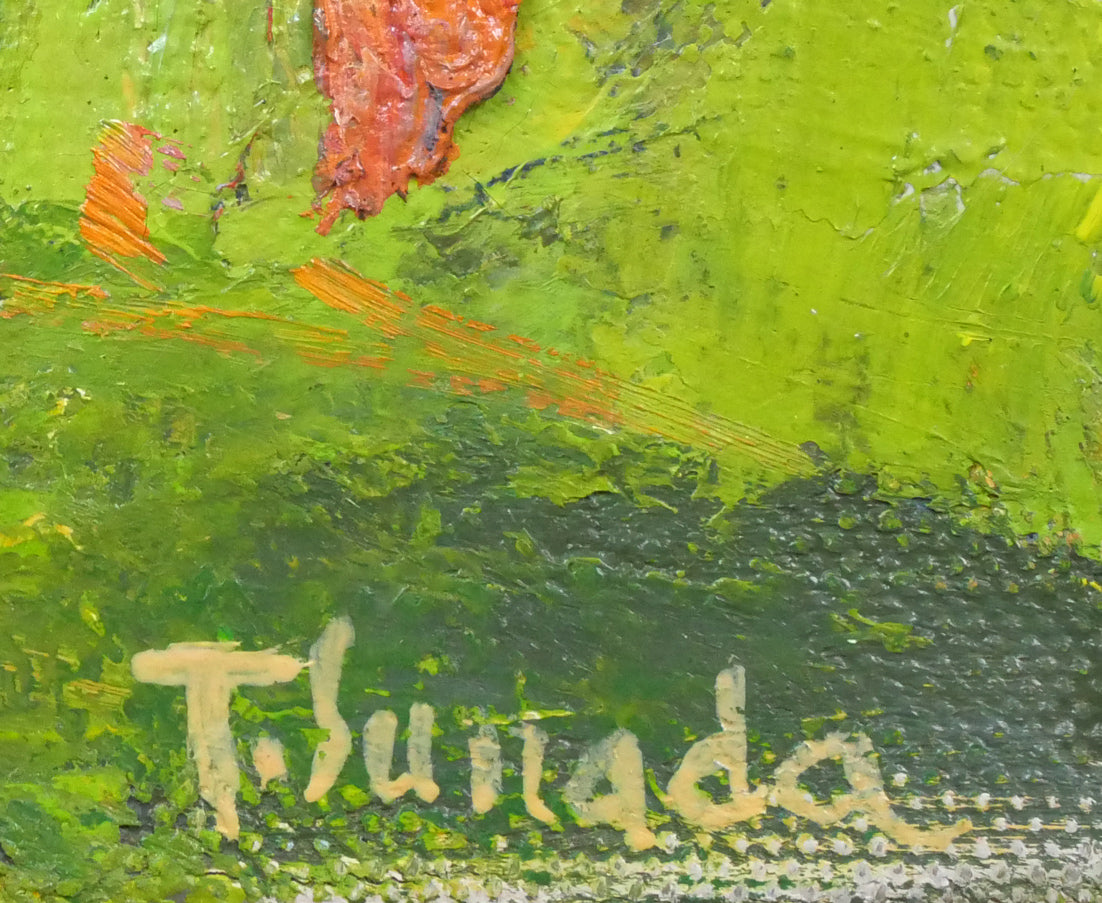 砂田友治「藻岩山麓より南22条の眺め(札幌)」油絵・SM サイン拡大画像