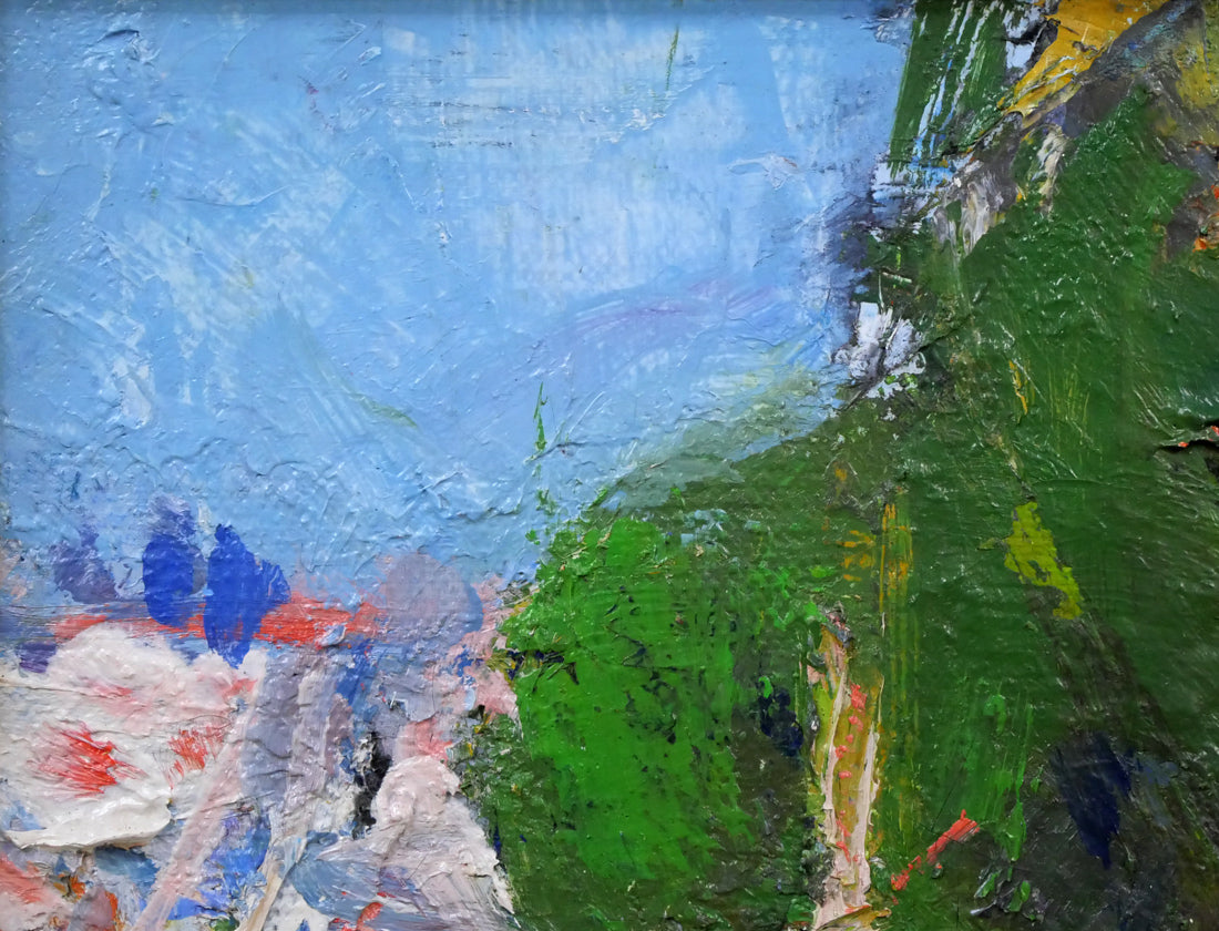 砂田友治「藻岩山麓より南22条の眺め(札幌)」油絵・SM 拡大画像1