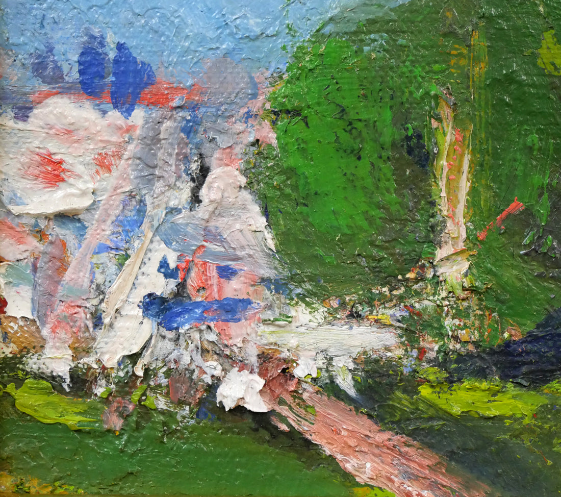 砂田友治「藻岩山麓より南22条の眺め(札幌)」油絵・SM 拡大画像3